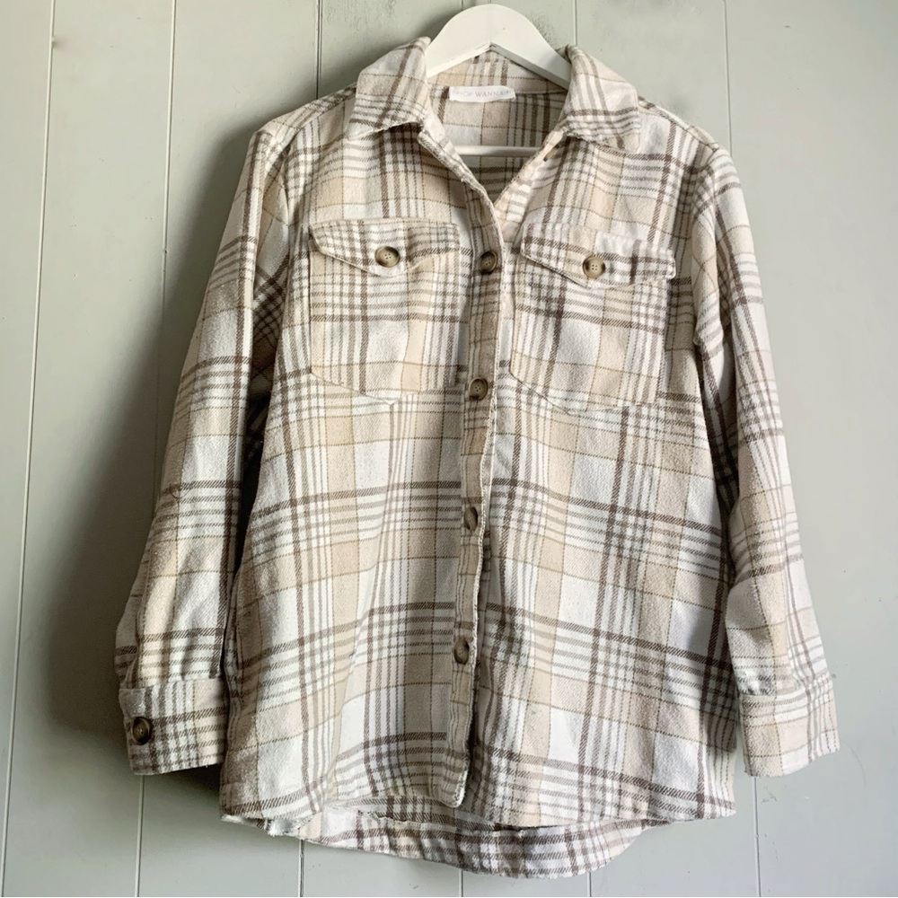 Shop Wanna B Women's Flannel Shacket Plaid Shirt Jacket 90s Grunge Shacket S